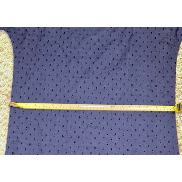 Fitzroy & Willa XS Dress Navy Blue Eyelet Puff Sleeve Preppy Classy Minimal Corp - Picture 7 of 11